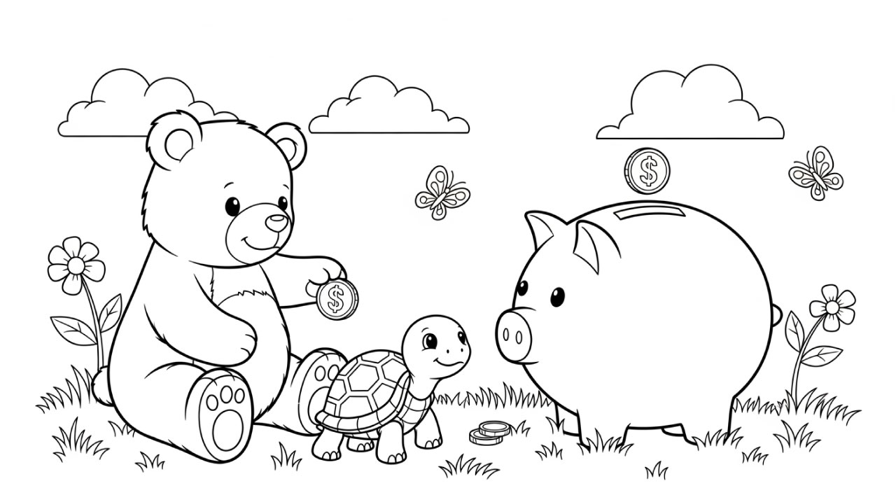 Imagem para colorir e imprimir Ursinho financeiro s